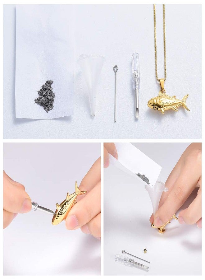 Imrsanl Cremation Jewelry for Ashes Fish Urns Necklace Memorial Keepsake Jewelry Ashes Pendant for Pets/Human (Gold) - Image 4