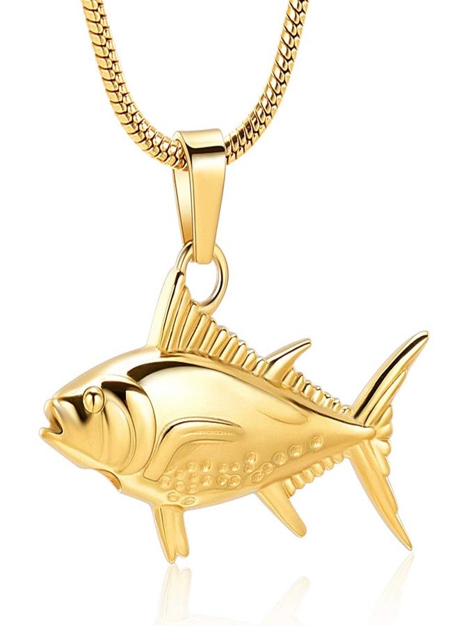 Imrsanl Cremation Jewelry for Ashes Fish Urns Necklace Memorial Keepsake Jewelry Ashes Pendant for Pets/Human (Gold) - Image 1