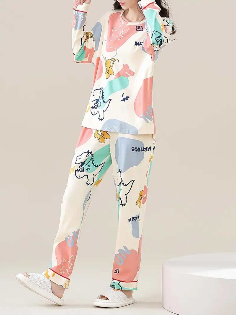 Celary Korean Style Women’s Night Suit|| Cute Printed Pajama Set|| Long Sleeve Top & Pants|| Soft Cotton Loungewear||Winter Night Suit - Image 3