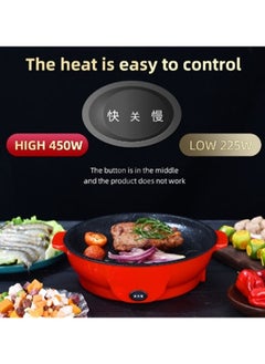 KYD Electric Grill Pan BBQ Teppanyaki Grill Pan Temperature Control Non Stick Household Multi-functional Small Baking Pan 600W Convenient Barbecue Oven Dark Green 30 cm  - Image 3