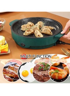 KYD Electric Grill Pan BBQ Teppanyaki Grill Pan Temperature Control Non Stick Household Multi-functional Small Baking Pan 600W Convenient Barbecue Oven Dark Green 30 cm  - Image 4