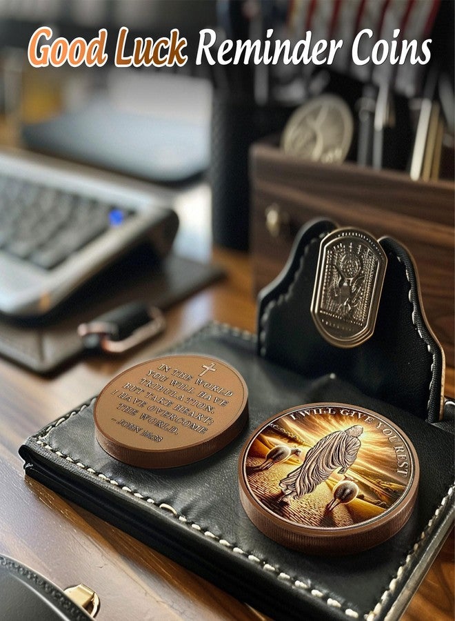 IELCJJ I Will Give You Rest Christian Challenge Coin - The Good Shepherd John 16 33 God Prayer Token - Art Pocket Bible Verses Jesus Coins - Lucky Religious Commemorative Gifts for Men Women - Image 5