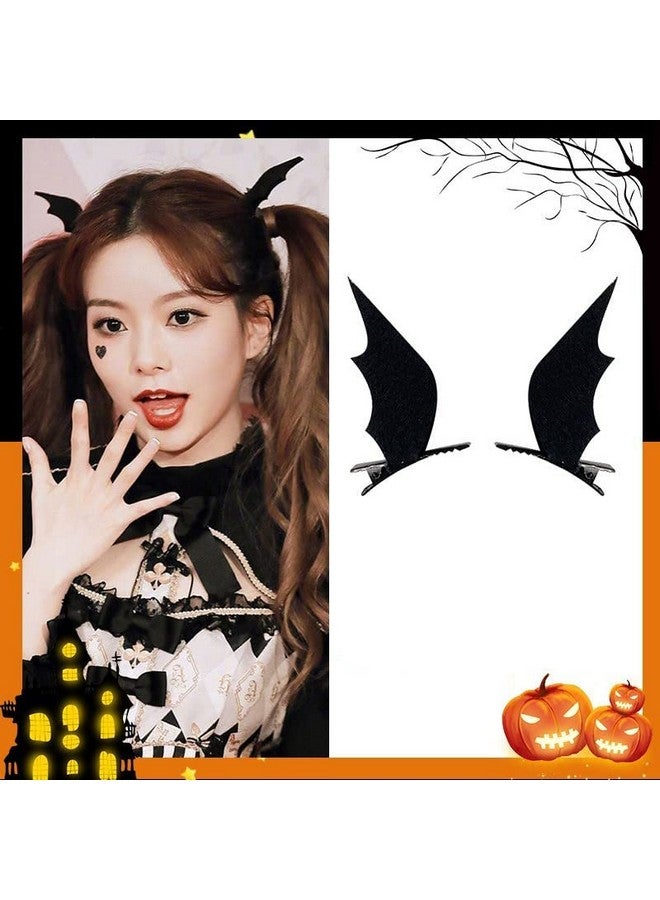 YangQian Batwing Hair Clips Halloween Accessories For Women Girls Bat Hair Accessories Devil Bat Ears Hair Clips Hairpins Barrettes Bat Wings Halloween Cosplay Costumes Accessories 2 Pairs - Image 2