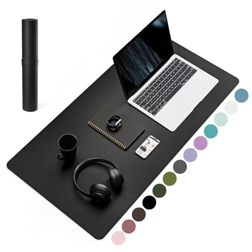 YSAGi Non-Slip Leather Desk Pad, Waterproof Laptop Computer Desk Keyboard Mat, Table Protector Blotter Mat, Large Mouse Pad for Office/Work/Home/Decor(Black, 31.5" x 15.7") - Image 1