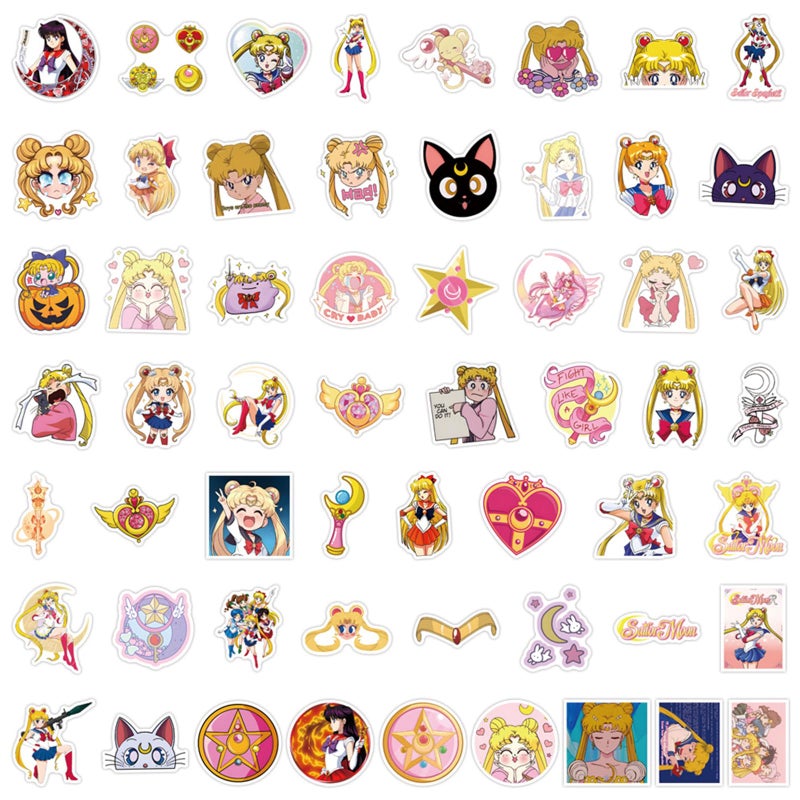 SHOWSUP 55PCS Sailor Anime Moon Stickers,Teens Stickers for Water Bottle Laptop Phone Scrapbooking Journaling for Teens Adults for Party Supply Favor Decor (Gray) - Image 2