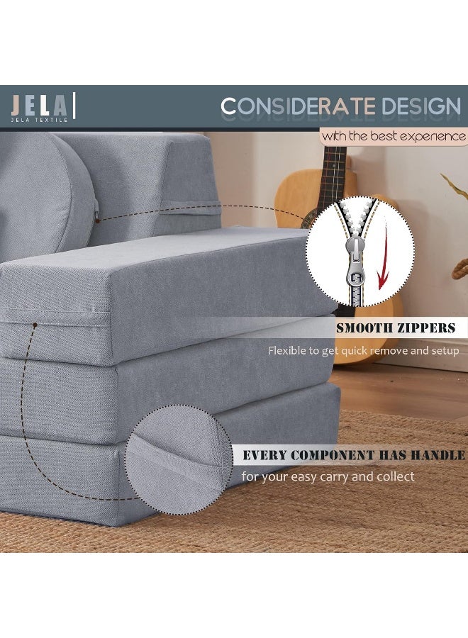 jela أريكة جلا للأطفال 10 قطع فاخرة، أثاث Modular للبالغين، مجموعة ألعاب منزلية للأطفال الرضع، أريكة لعب من الفوم (كلاسيكي، رمادي ضوء القمر) - Image 5