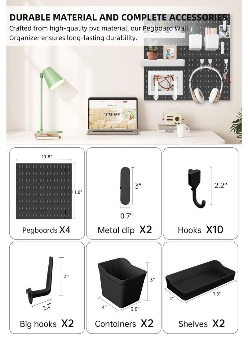 اكسيسن طقم لوح تنظيم الحائط،  4 ألواح تثبيت على الحائط و18 ملحق،لوحات معلقة للجدران وغرف الحرف اليدوية والمطابخ وتخزين أدوات المرآب والاستخدام المكتبي - Image 2