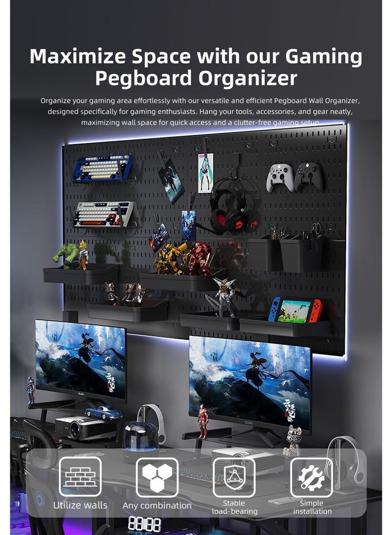 اكسيسن طقم لوح تنظيم الحائط،  4 ألواح تثبيت على الحائط و18 ملحق،لوحات معلقة للجدران وغرف الحرف اليدوية والمطابخ وتخزين أدوات المرآب والاستخدام المكتبي - Image 5