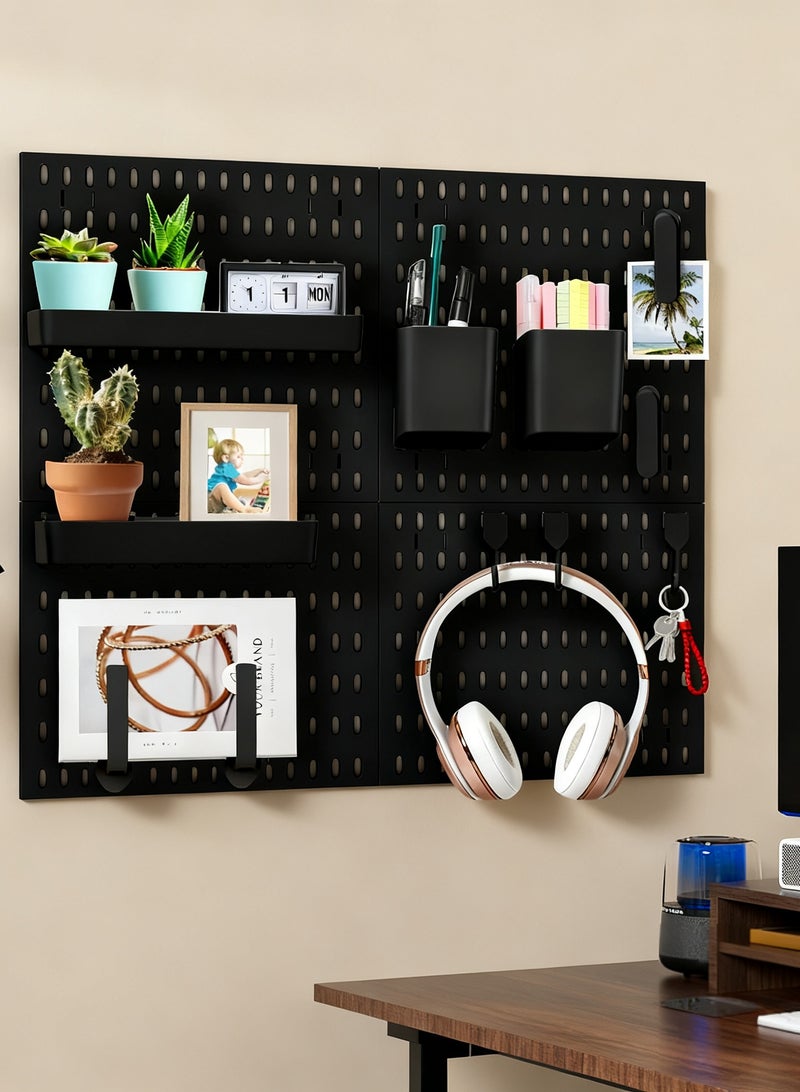 اكسيسن طقم لوح تنظيم الحائط،  4 ألواح تثبيت على الحائط و18 ملحق،لوحات معلقة للجدران وغرف الحرف اليدوية والمطابخ وتخزين أدوات المرآب والاستخدام المكتبي - Image 1