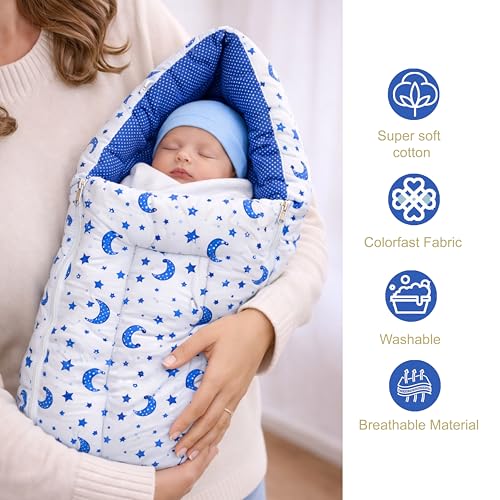Fareto Combo of Baby Bed with Net | Carry Bag | 4 Pcs Bedding Set (0-6 Months, Baby Size, Cotton) (Blue Moon) - Image 4