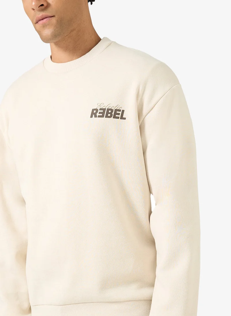 JJ Rebel  Text Print Regular Fit Crew Neck Sweatshirt for Men | Best Price UAE