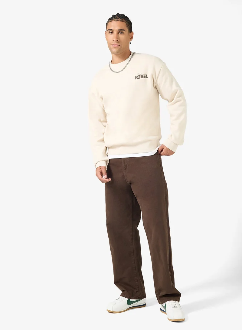 JJ Rebel  Text Print Regular Fit Crew Neck Sweatshirt for Men | Best Price UAE