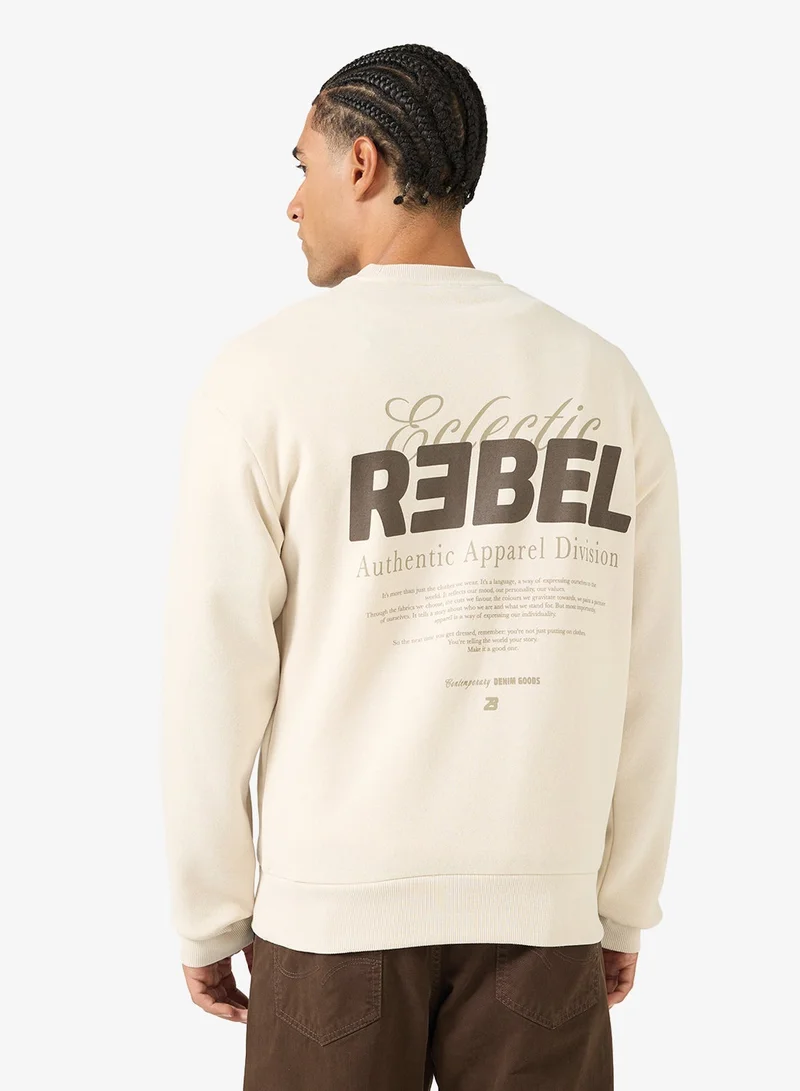 JJ Rebel  Text Print Regular Fit Crew Neck Sweatshirt for Men | Best Price UAE