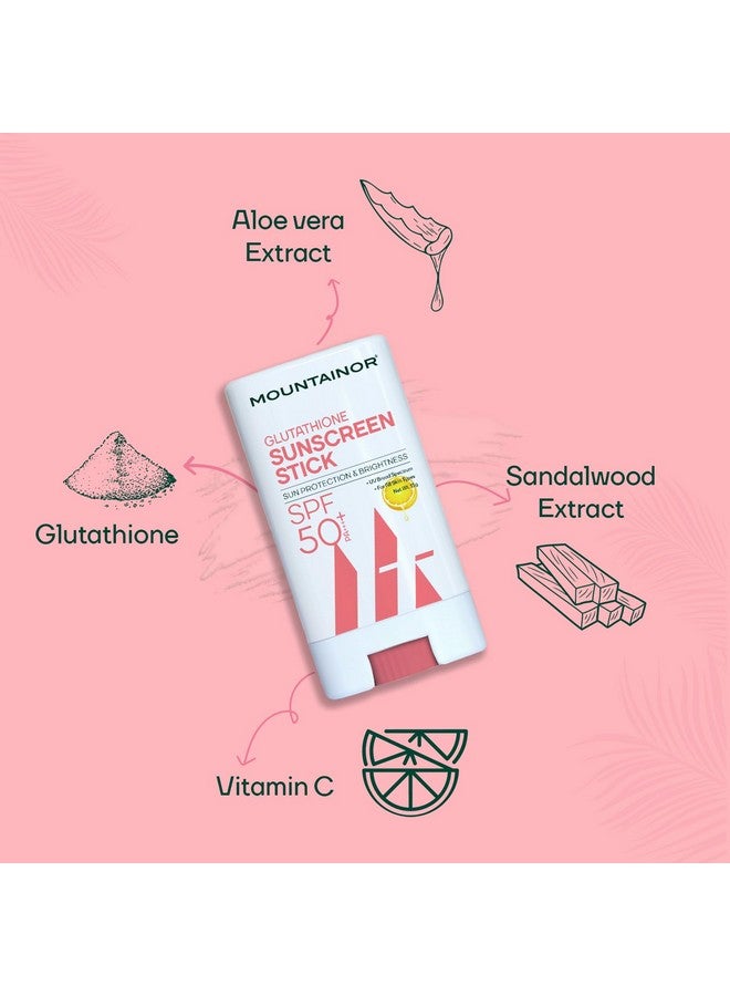 ماونتاينر عصا الجلوتاثيون الواقية من الشمس مع عامل حماية من الشمس SPF 50 للحماية من الشمس والسطوع مع طيف واسع Pa ++++ خفيف الوزن ومقاوم للماء، تركيبة كورية بيضاء اللون لجميع أنواع البشرة (13 جم) - Image 3