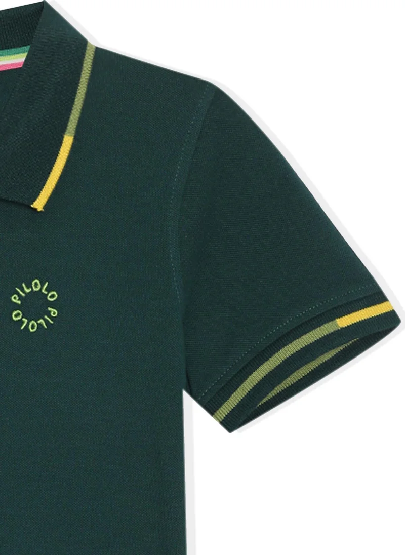 Pilolo Classic Unisex Knit Cotton Polo - Green