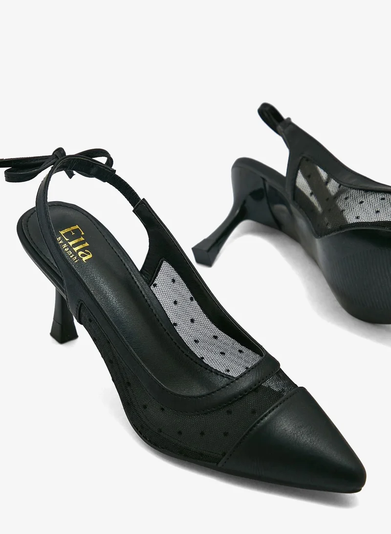 ELLA Polka Dot Bow Strap Pointed Pump