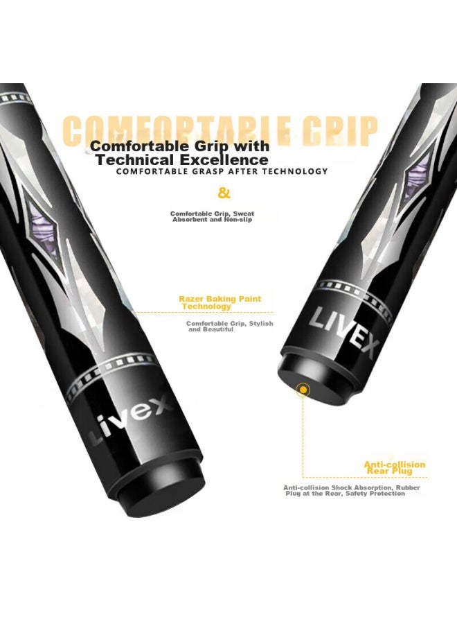 Livex Livex Carbon Fiber Small Tip Cue, Chinese-style Black 8, High-tech Carbon 1/2 Pool Cue, Detachable Billiard Cue With Cue Case, Ts01 - Image 1