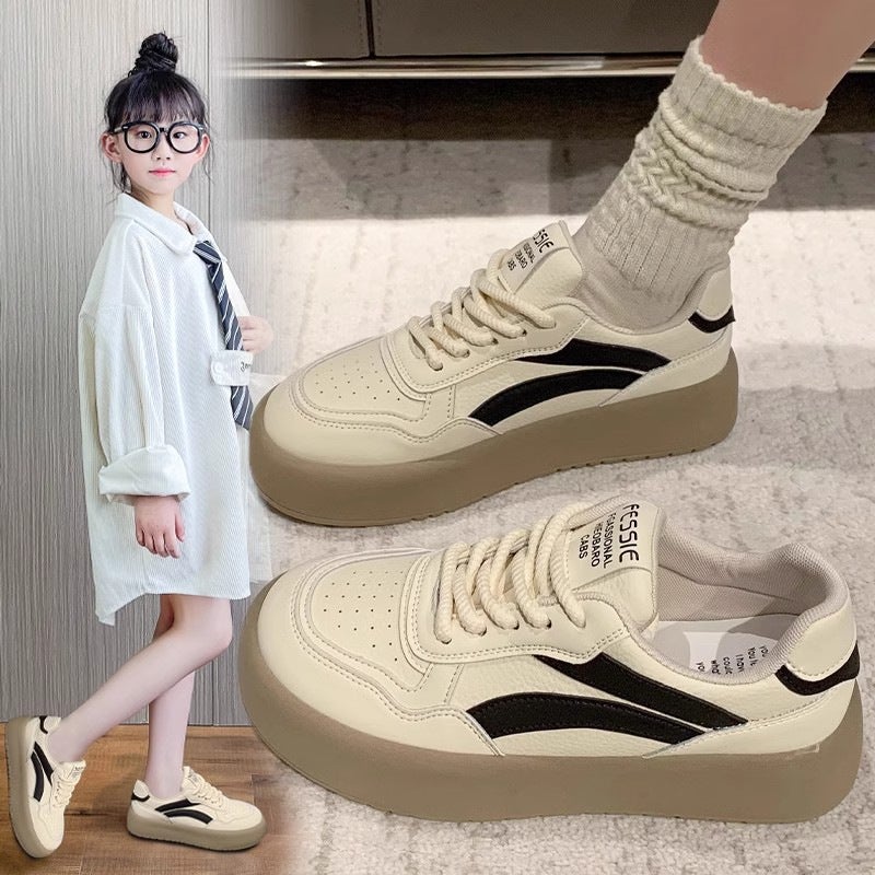 Girls' 2025 Spring New Color Matching Thick-Soled German Training Shoes Boys Middle And Big Children'S All-Match Casual Sports Sneakers - Image 1