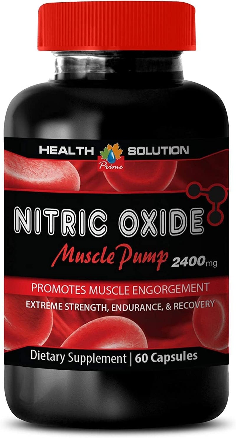 Health Solution Prime مكملات مضخة العضلات قبل التمرين أكسيد النيتريك 2400 ملغ مكملات مضخة العضلات القوة القصوى أكسيد النيتريك أقراص أكسيد النيتريك الطبيعية للرجال معزز أكسيد النيتريك للرجال أكسيد النيتريك 1B 60 كبسولة - Image 1