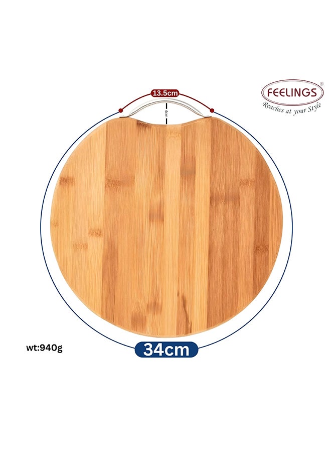 Feelings Wooden Chopping Board Bamboo Cutting Board ROUND Diameter 34cm x1.8 cm  - Image 2