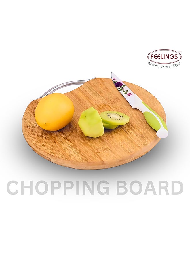 Feelings Wooden Chopping Board Bamboo Cutting Board ROUND Diameter 34cm x1.8 cm  - Image 4