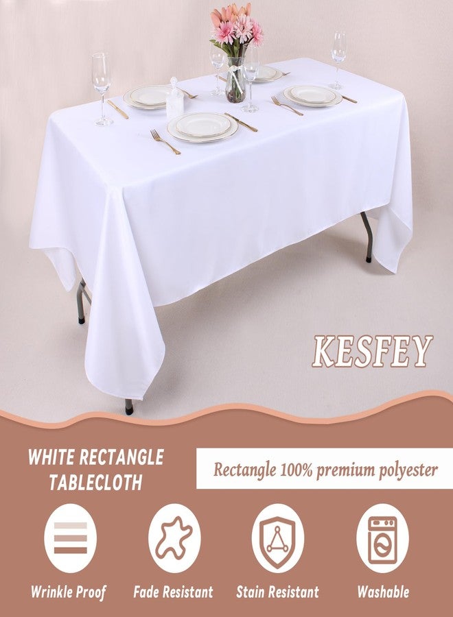 Kesfey 6 Packs White Table Cloths Rectangle 70 x120 inch Washable Polyester Fabric White Tablecloths for 6-8 Ft Tables Stain and Wrinkle Resistant Reusable Table Covers for Parties Wedding Banquet - Image 4