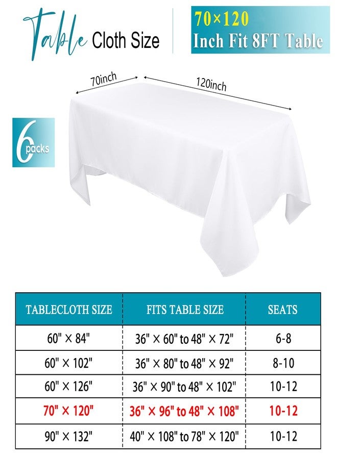 Kesfey 6 Packs White Table Cloths Rectangle 70 x120 inch Washable Polyester Fabric White Tablecloths for 6-8 Ft Tables Stain and Wrinkle Resistant Reusable Table Covers for Parties Wedding Banquet - Image 2