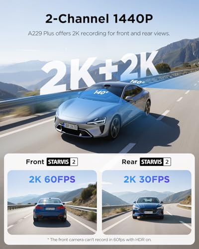 VIOFO A229 Plus Dash Cam Front and Rear, Dual STARVIS 2 Sensors, 2 Channel HDR, 1440P+1440P Voice Control Car Dash Camera, 5GHz Wi-Fi, Support 512GB Max, Voice Control, Ultra-Precise GPS - Image 2