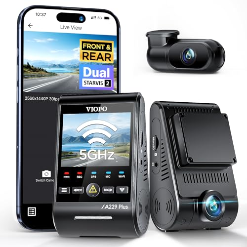 VIOFO A229 Plus Dash Cam Front and Rear, Dual STARVIS 2 Sensors, 2 Channel HDR, 1440P+1440P Voice Control Car Dash Camera, 5GHz Wi-Fi, Support 512GB Max, Voice Control, Ultra-Precise GPS - Image 1