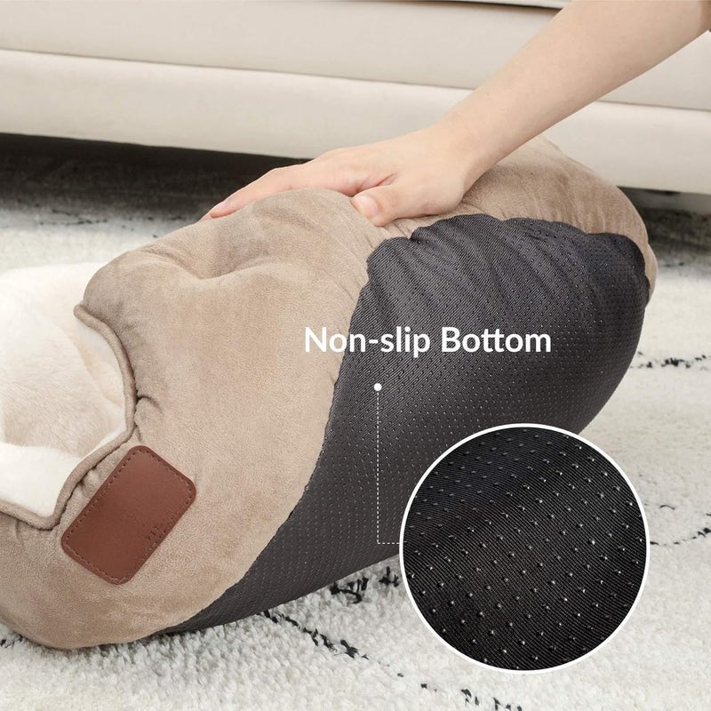 KASTWAVE Long use oriented quality Washable Dog Bed for Small Dogs and Puppies, Round Indoor Cat and Kitten Bed with Slip-Resistant Bottom, Soft Cozy Pet Cushion, 20 Inch Camel Color, Ideal for Small Pets Global assorted color picks - Image 4