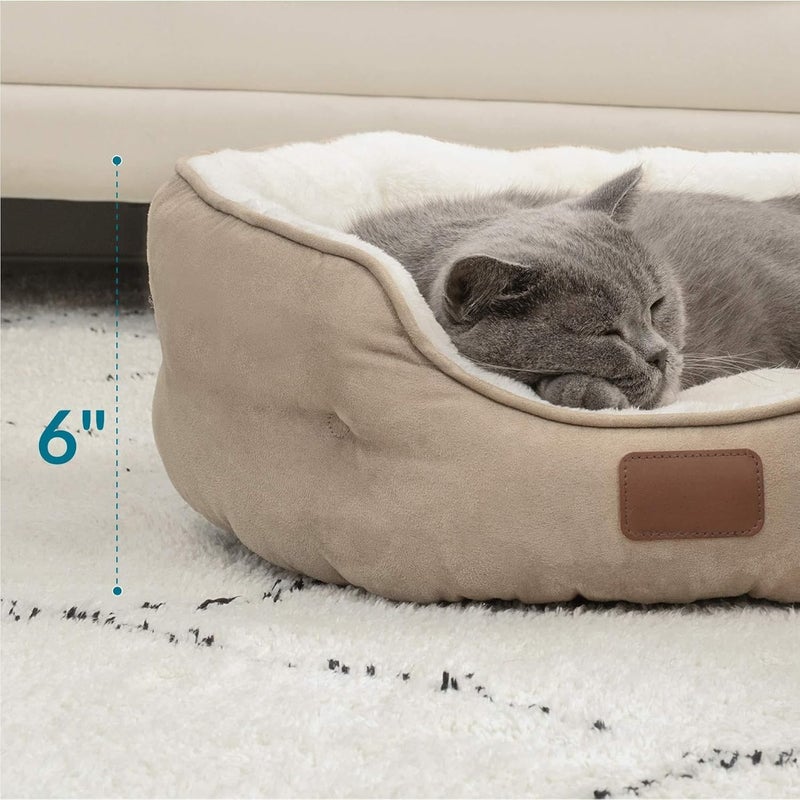 KASTWAVE Long use oriented quality Washable Dog Bed for Small Dogs and Puppies, Round Indoor Cat and Kitten Bed with Slip-Resistant Bottom, Soft Cozy Pet Cushion, 20 Inch Camel Color, Ideal for Small Pets Global assorted color picks - Image 3