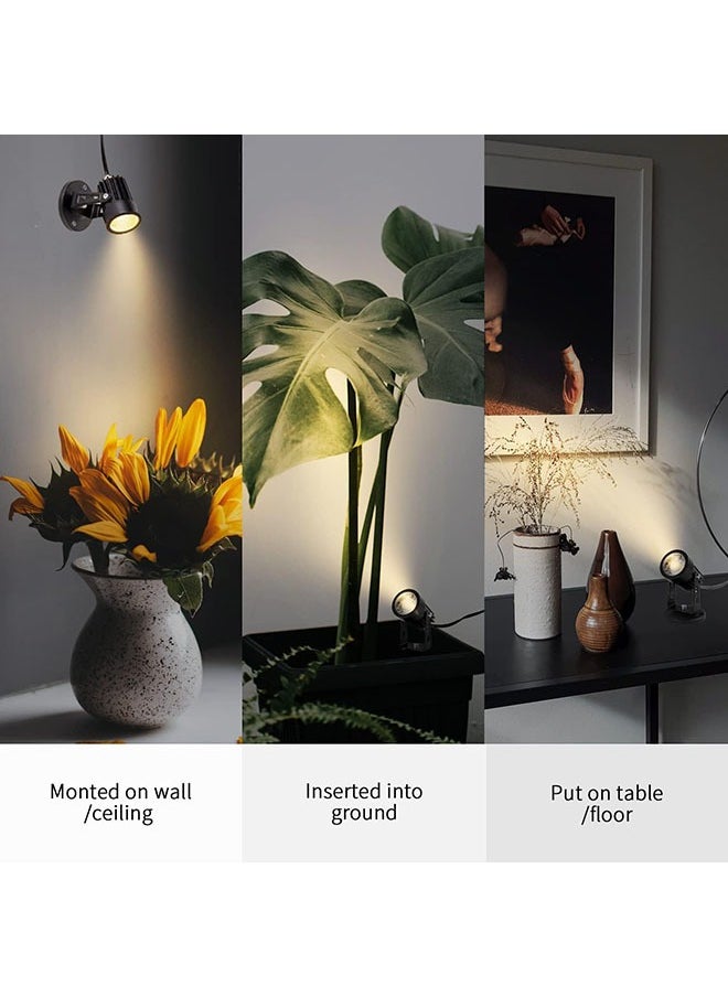 YelaJoy Dimmable LED Spot Lights Indoor Uplighting - 3W USB Powered Floor Spot Lights Uplights Indoor Accent Light for Plants with 3 Color Lighting Modes & Auto On/Off Timer Function(3h,6h,9h), (Black)  - Image 4
