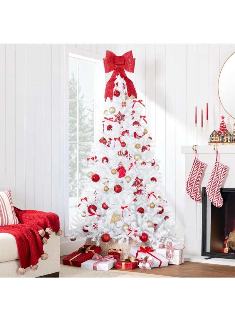 Mado Gallery Artificial PVC Christmas Tree, Green, White, Pink, 1.2 to 2.1m, with 20M Warm Lights & Optional Ornaments, Mixed Branches, Easy Assembly, Foldable Stand, Indoor/Outdoor Holiday Décor - Image 3