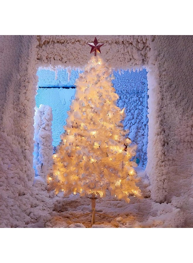 Mado Gallery Artificial PVC Christmas Tree, Green, White, Pink, 1.2 to 2.1m, with 20M Warm Lights & Optional Ornaments, Mixed Branches, Easy Assembly, Foldable Stand, Indoor/Outdoor Holiday Décor - Image 1