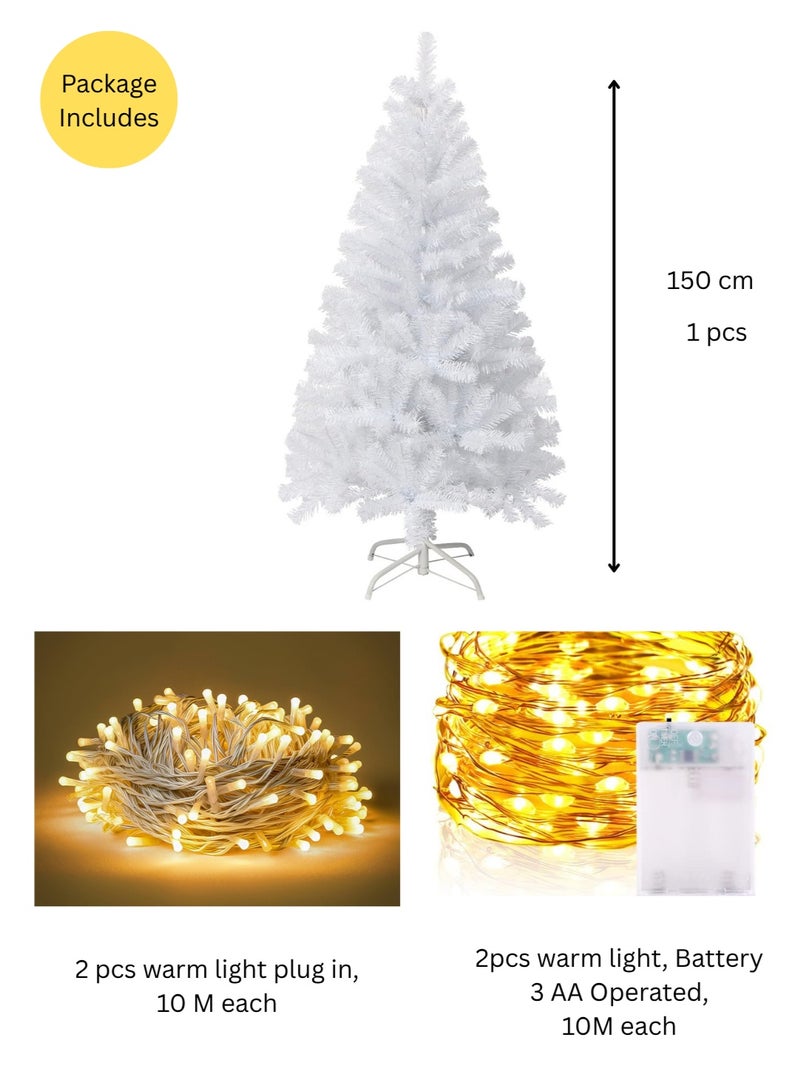 Mado Gallery Artificial PVC Christmas Tree, Green, White, Pink, 1.2 to 2.1m, with 20M Warm Lights & Optional Ornaments, Mixed Branches, Easy Assembly, Foldable Stand, Indoor/Outdoor Holiday Décor - Image 5