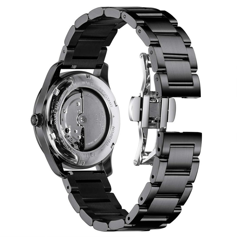 BINLUN Thick Stainless Steel Watch Band Metal Heavy Polished Matte Brushed Finish Watch Strap Replacement for Men Women 16mm/18mm/20mm/21mm/22mm/23mm/24mm/26mm(Brushed Finish Black,16mm) - Image 3