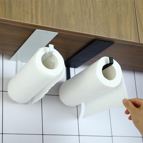 Divinext Self-Adhesive Metal Bathroom Towel Bar Wall Hanging Toilet paper Dispenser | Black |12 X 10 X 10 CM | - Image 4