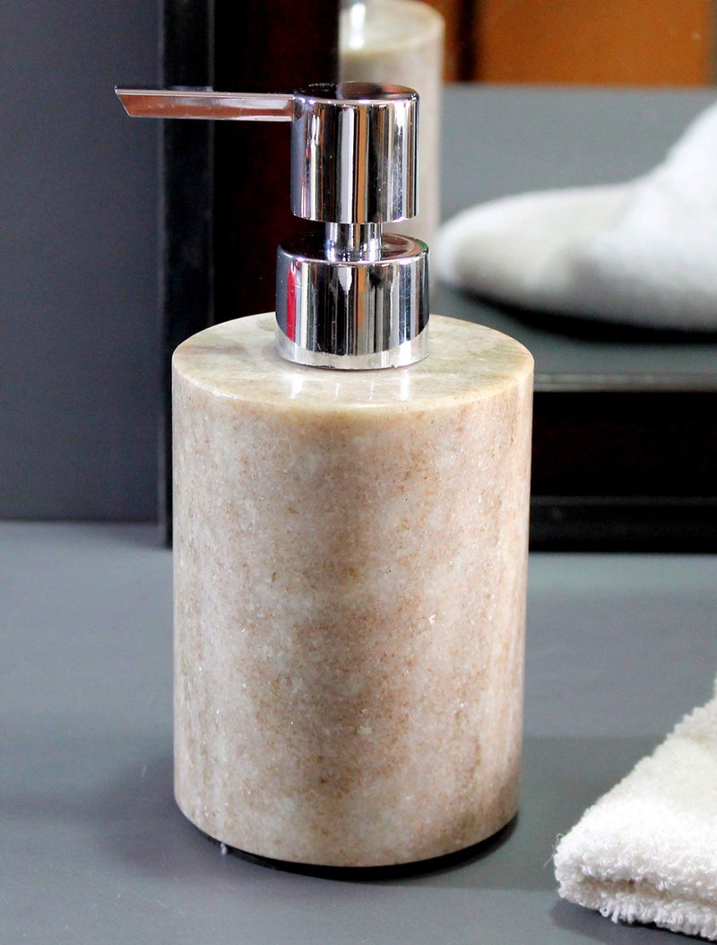 KLEO Soap Dispenser Lotion Dispenser Made of Natural Stone Luxury Bathroom Accessories Bath Set Brownish