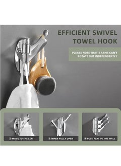 Swivel Towel Hooks for Bathroom Metal Foldable Hand Towel Coat Hooks for Wall Chrome 2 Pack - pzsku/Z1590076B6E958FDDBB79Z/45/_/1739170007/bd1c290a-cfd3-4475-9286-3eb491467766