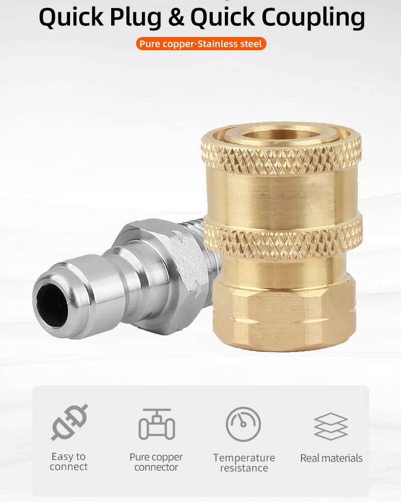 JPT Pressure Washer Coupler, Quick Connect Fittings 1/4 Inch Quick Coupler Female Socket with 1/4 Inch Male Connector - Image 4