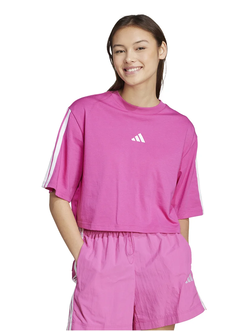 اديداس Essentials 3 Stripes Cotton Loose T-Shirt
