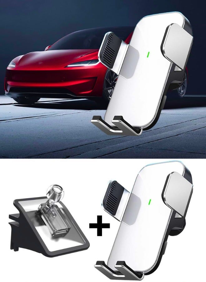 Chase Up Phone Mount Holder Compatible for 2024 2025 Tesla Model 3 and Highland, Auto Clamping Car Phone Holder with Air Vent Clip, Secure Interior Mobile Stand for iPhone and All Smartphones (White) - Image 3