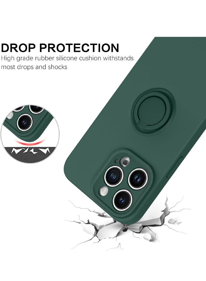 iPhone 15 Pro Max Case, Slim Soft Silicone Rotatable Ring Holder, Support Magnetic Car Mount, Anti-Scratch Non-Slip and Shockproof Protective Cover for iPhone 15 Pro Max 6.7 inch, Green - Image 3