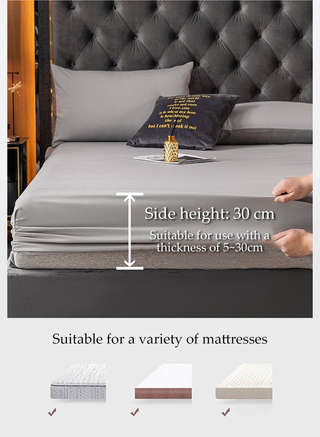 DUNISO 3 Pcs Fitted Sheet Set,Bedding Fitted Sheet,Soft Microfiber Bedding,with 2 Pillowcases,360 ° Full Wrapped,Elastic Edges,Wrinkle Free and Fade Resistant,Fits 180x200Cm For King Bed - Image 5