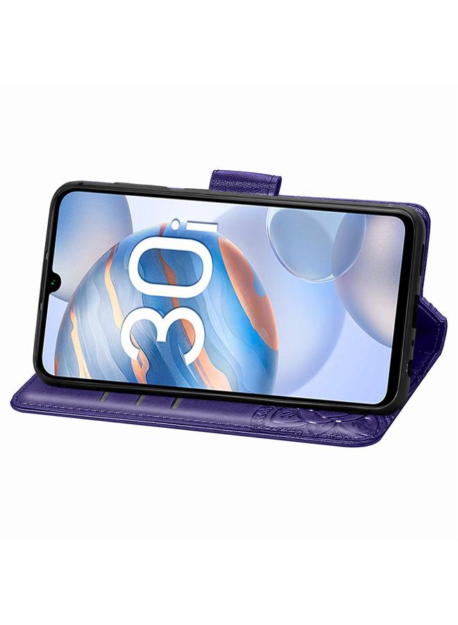 اس-توب جراب هاتف Honor 30i من الجلد المنقوش بنقشة زهور الحب والفراشات - Image 4