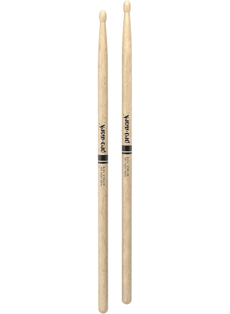 ProMark Classic Attack 747B Shira Kashi Oak Drumsticks, Oval Wood Tip, One Pair - Image 3