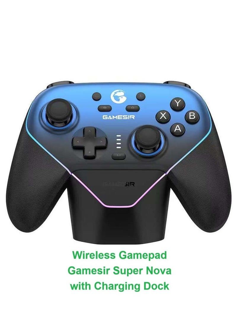 Wireless Gamepad Gamesir Super Nova Bluetooth Multiplatform Game Controller compatible with PC, Steam, Switch, iOS, Android Hall Stick Hall Effect Triggers RGB Lighting Vibertion. Programmable 1000H