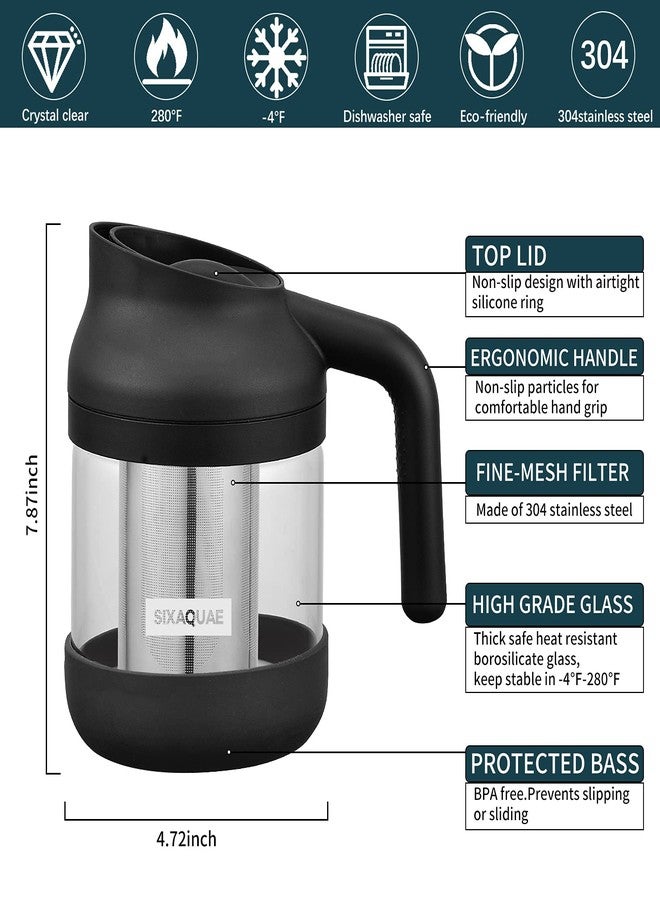 SIXAQUAE Cold Brew Coffee Maker Stainless Steel Strainer Large,Durable Iced Coffee Maker Cold Brew Pitcher,Dishwasher Safe 38 Oz Iced Tea Maker - Image 2