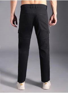 HIGH STAR Black Relaxed Fit Mid-Rise Cotton Cargo Trousers for Men  - Image 3
