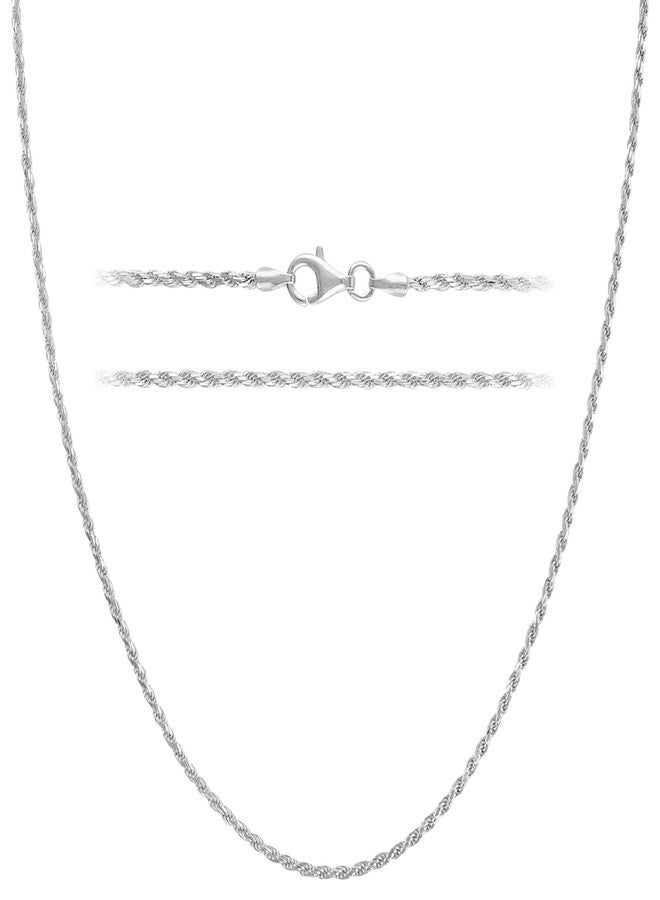 KISPER Solid 925 Sterling Diamond Cut 1.6mm Rope Chain Necklace for Women - Italian Made Durable Hypoallergenic Jewelry 16 18 20 22 24 30 Inch - Image 1